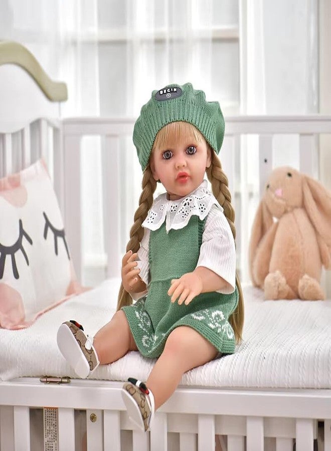 JOYJAY Lifelike Full Silicone Vinyl Body Reborn Baby Girl Doll Toy, 22" Beautiful Lifelike Doll Full Body Vinyl Silicone with Long Hair Gift for Girls - Image 2